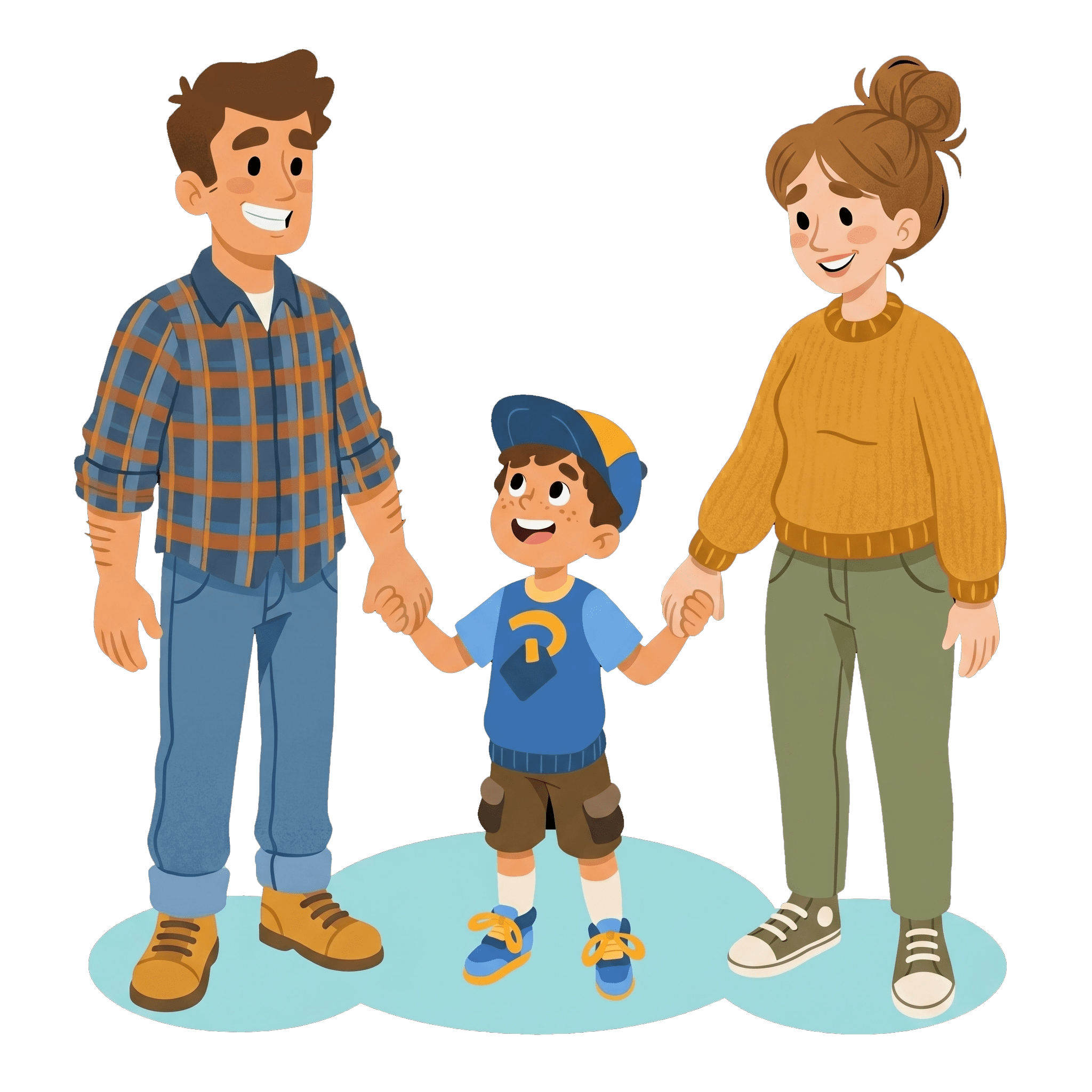Parents holding kid's hands