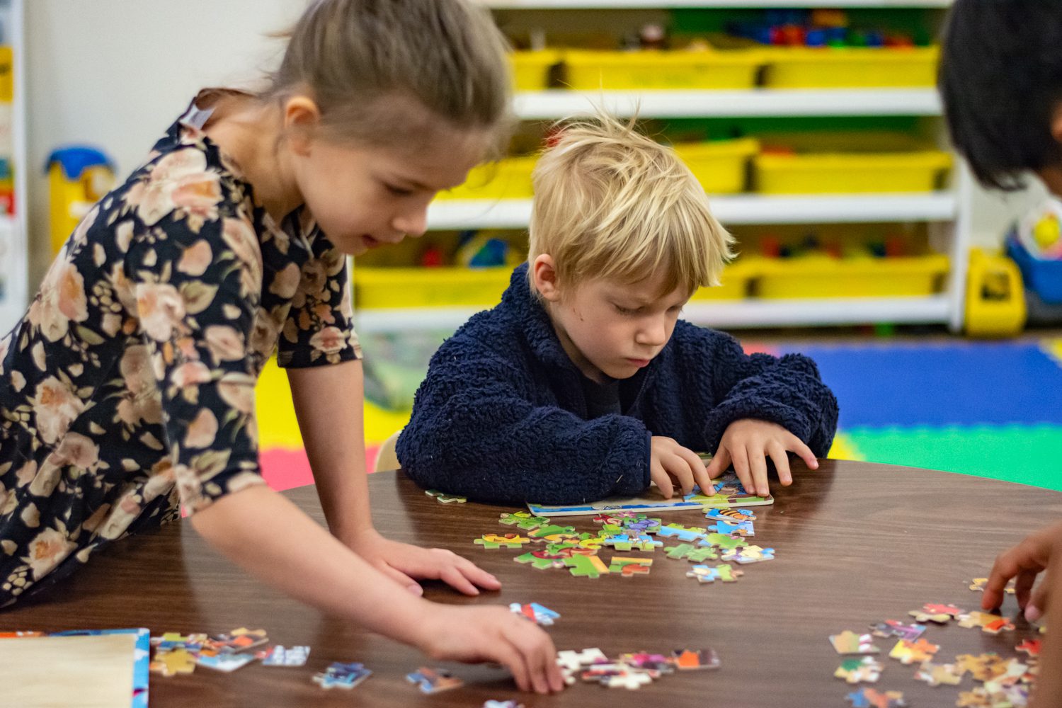 Kids doing puzzles