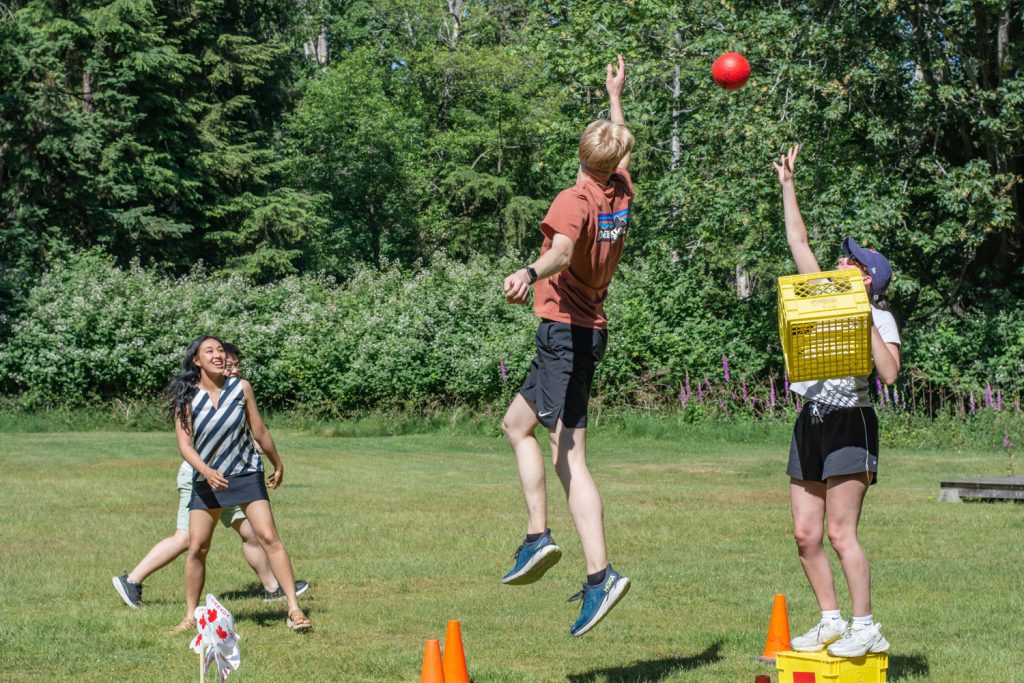 Playing bucket ball at Anvil Retreat